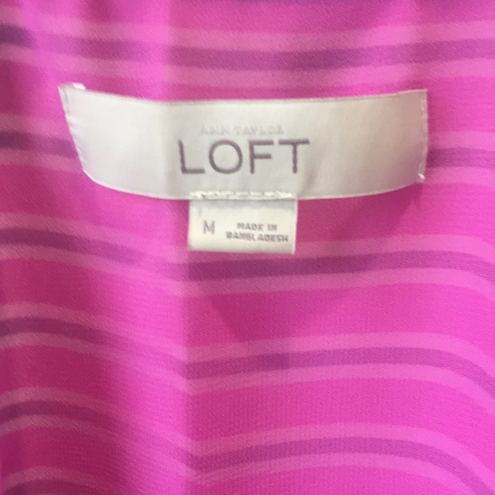 Loft Pink Striped Drapey Top Size M EUC - Picture 2 of 7